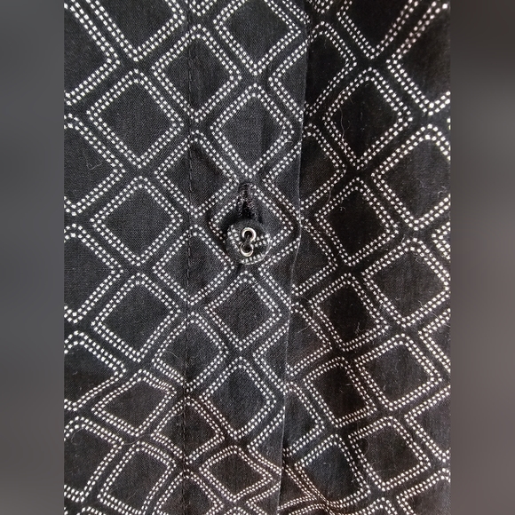 Stars Above Black Diamond Pink Trim Button Down Sleep Shirt (Size L) - Picture 5 of 7